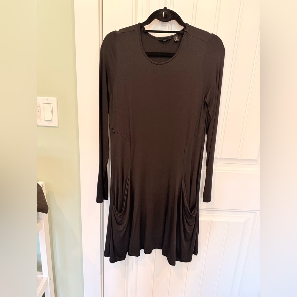 Betabrand Black Journey Dress Long Sleeve with Pockets Size XS